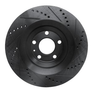 Audi A6 Quattro Brake Rotor (1) - Rear Left - R1 Concepts - Drilled & Slotted - Black - `05-`11